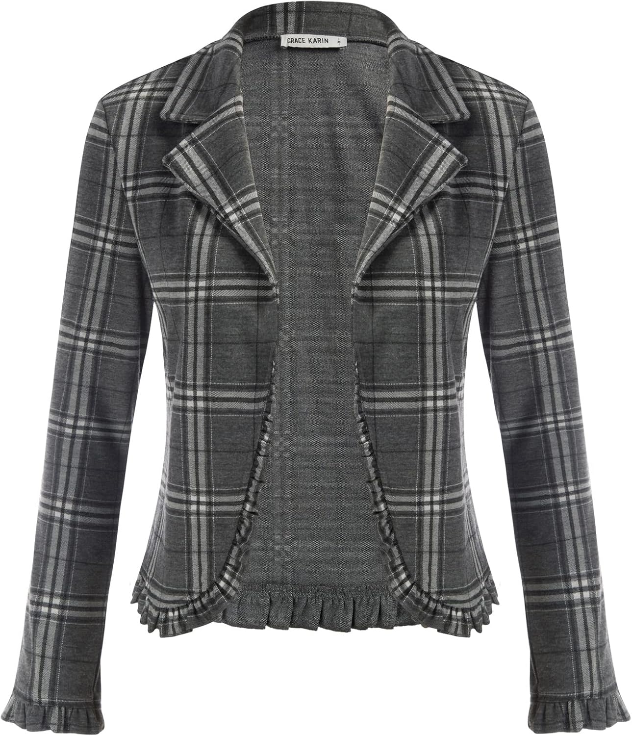 GRACE KARIN 2024 Women's Casual Suit Jacket, Special Plaid Lightweight Work Offi...