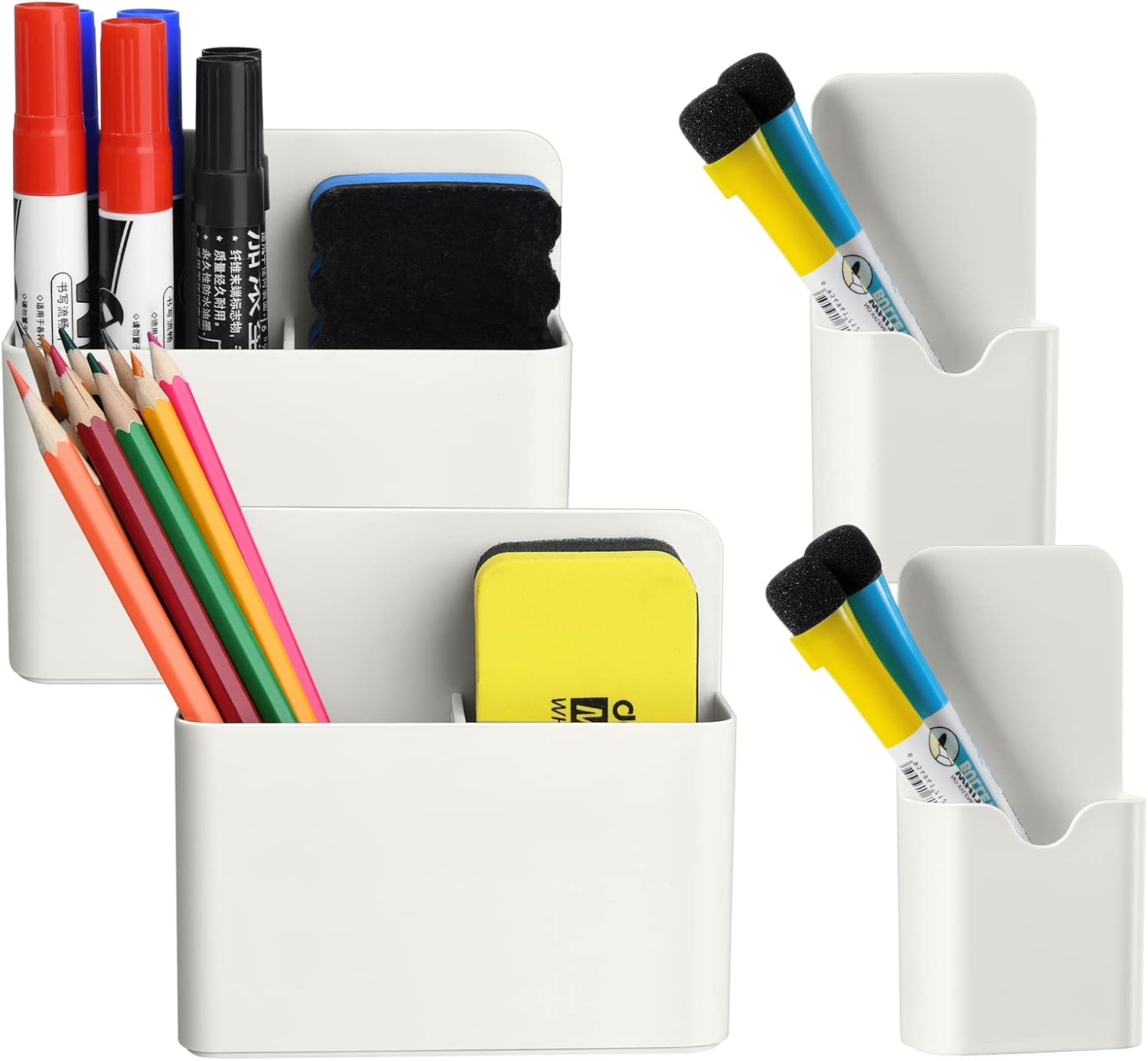 4 Pack Magnetic Marker Holder, Pen and Eraser Holder for Whiteboard, Magnetic Dr...