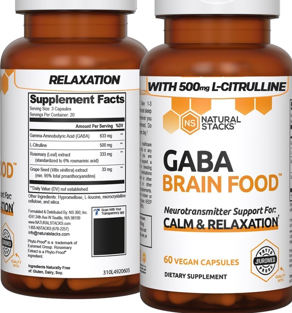 NATURAL STACKS GABA Supplement, Special GABA Supplement w/ L-Citrulline, Innovat...
