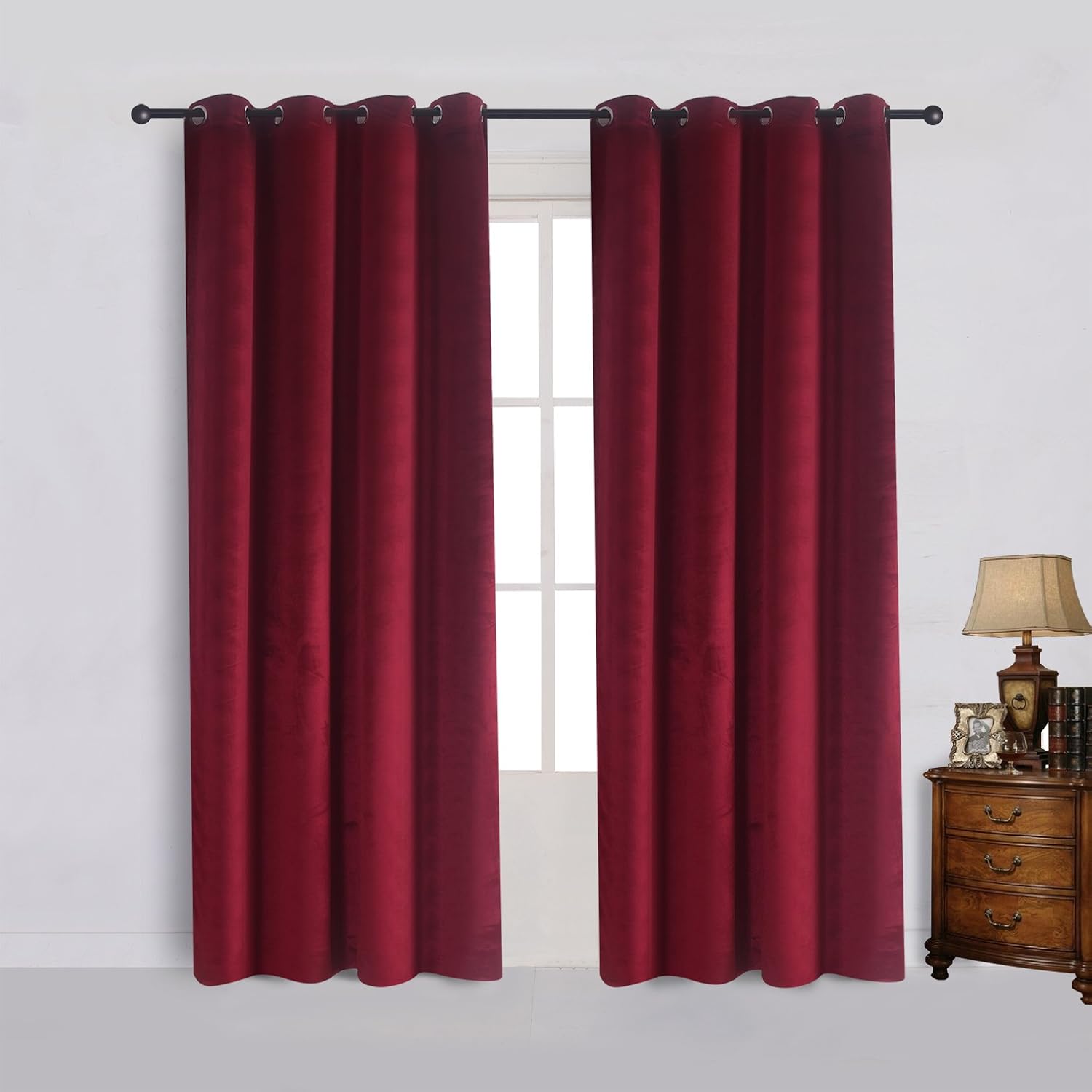 Cherry Home Set of 2 Velvet Room Darkening Blackout Curtain Panel Drapes Drapery...
