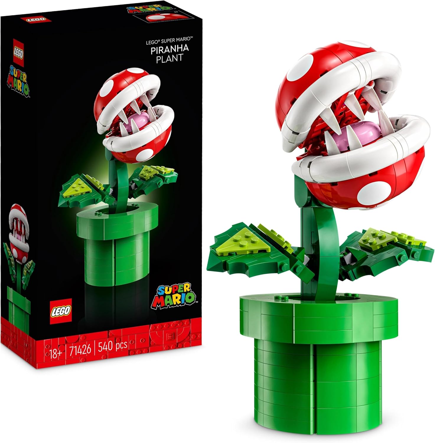 LEGO Super Mario Piranha Plant Set, Posable Character Figure With Pipe & 2 Coin...