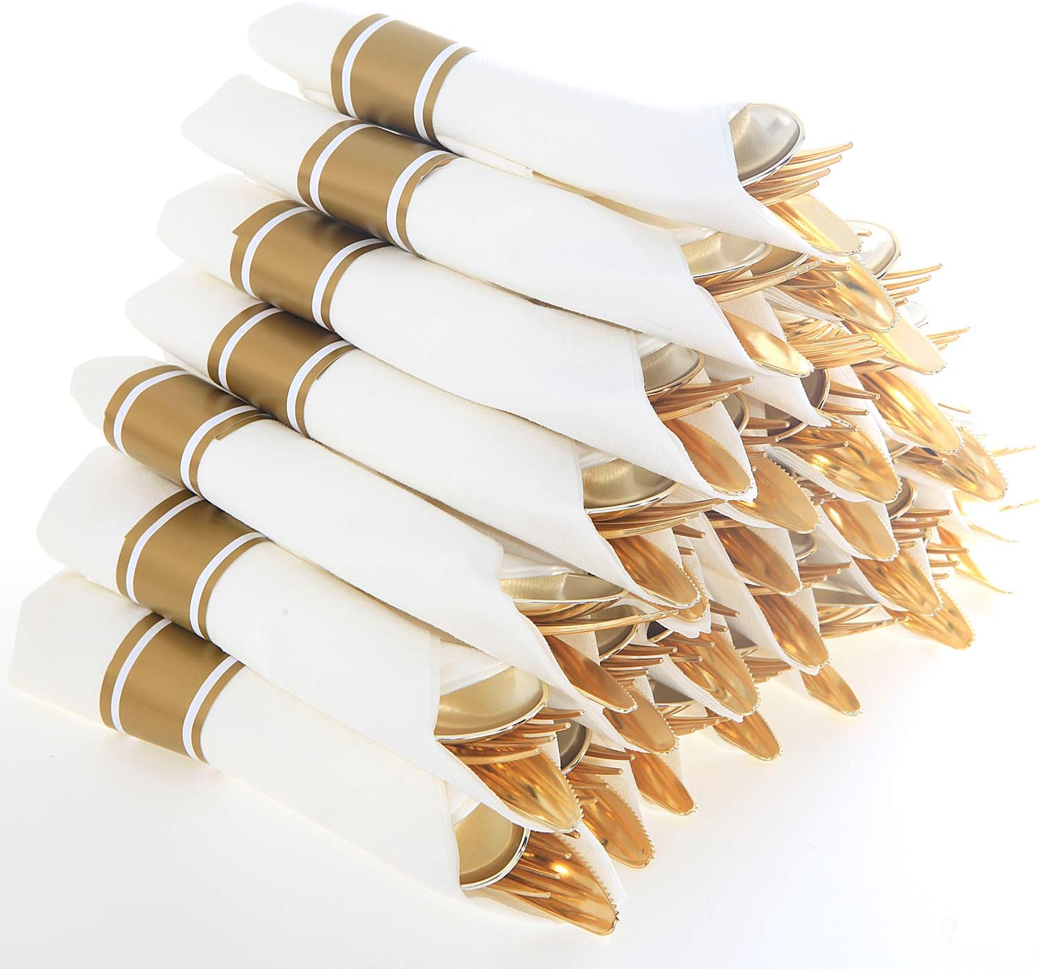 Supernal Set of 30pack, Special Pre Rolled Napkin with Gold Plastic Silverware,...
