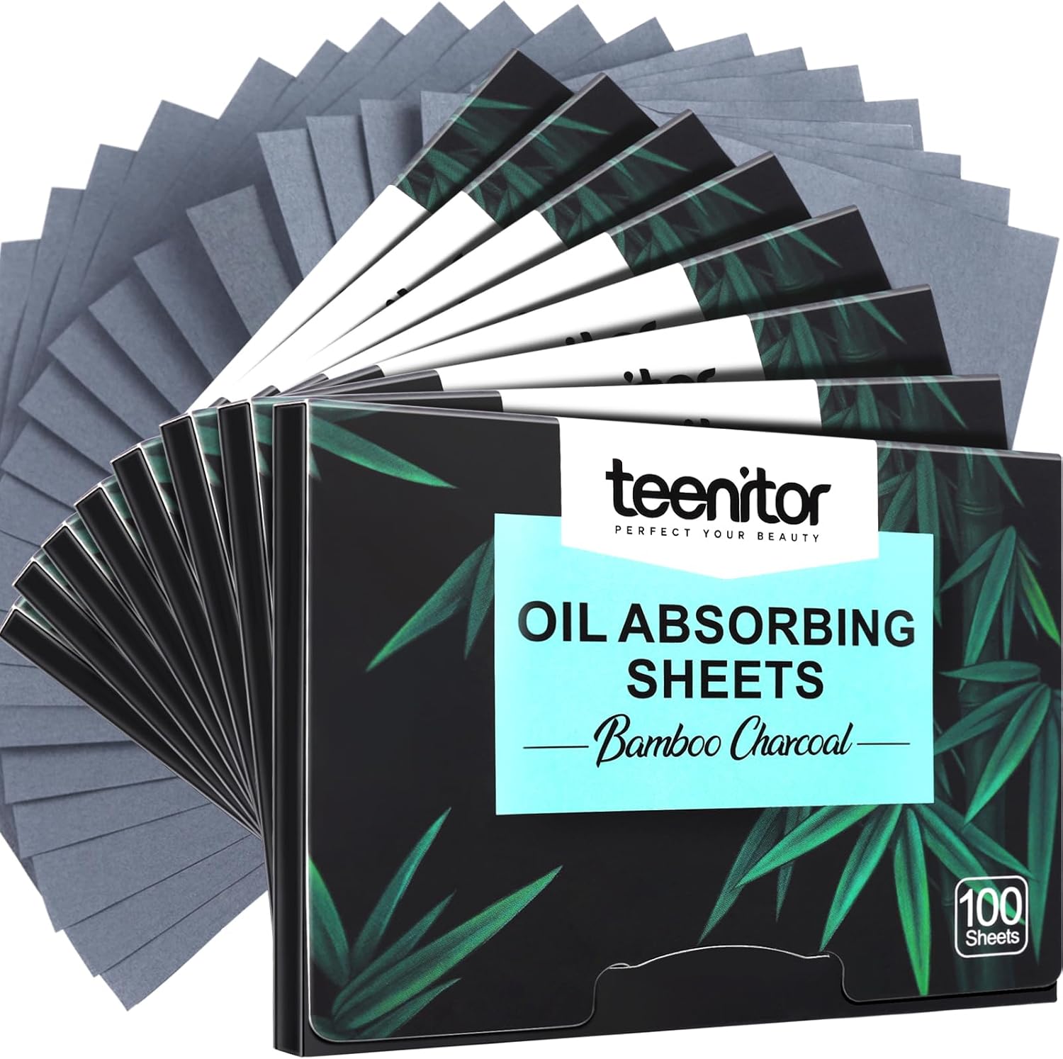 Natural Bamboo Charcoal Oil Absorbing Sheets, Teenitor 800pcs Blotting Paper for...