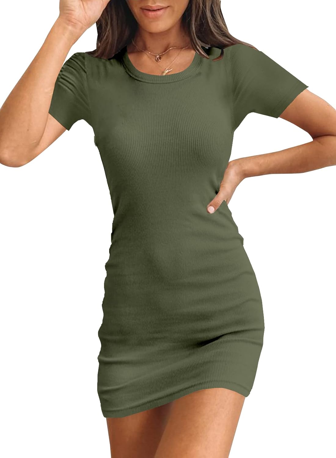 Valiamcep Women's Summer Ribbed Tank Dress Scoop Neck Slim Fit Sleeveless Bodyco...