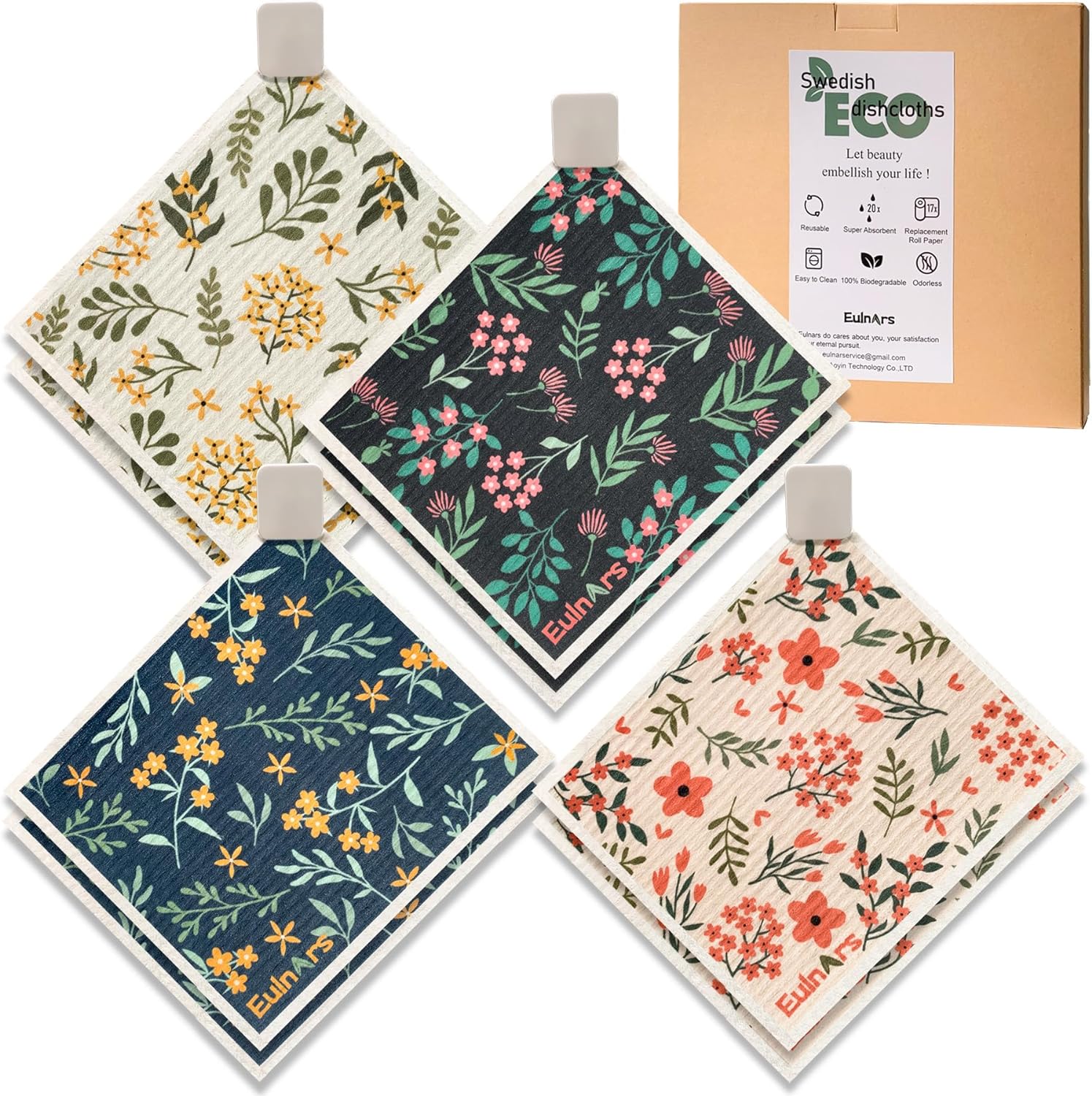 Reusable Paper Towels, Swedish Dishcloths for Kitchen 8-Pack, Non-Scratch Swedis...
