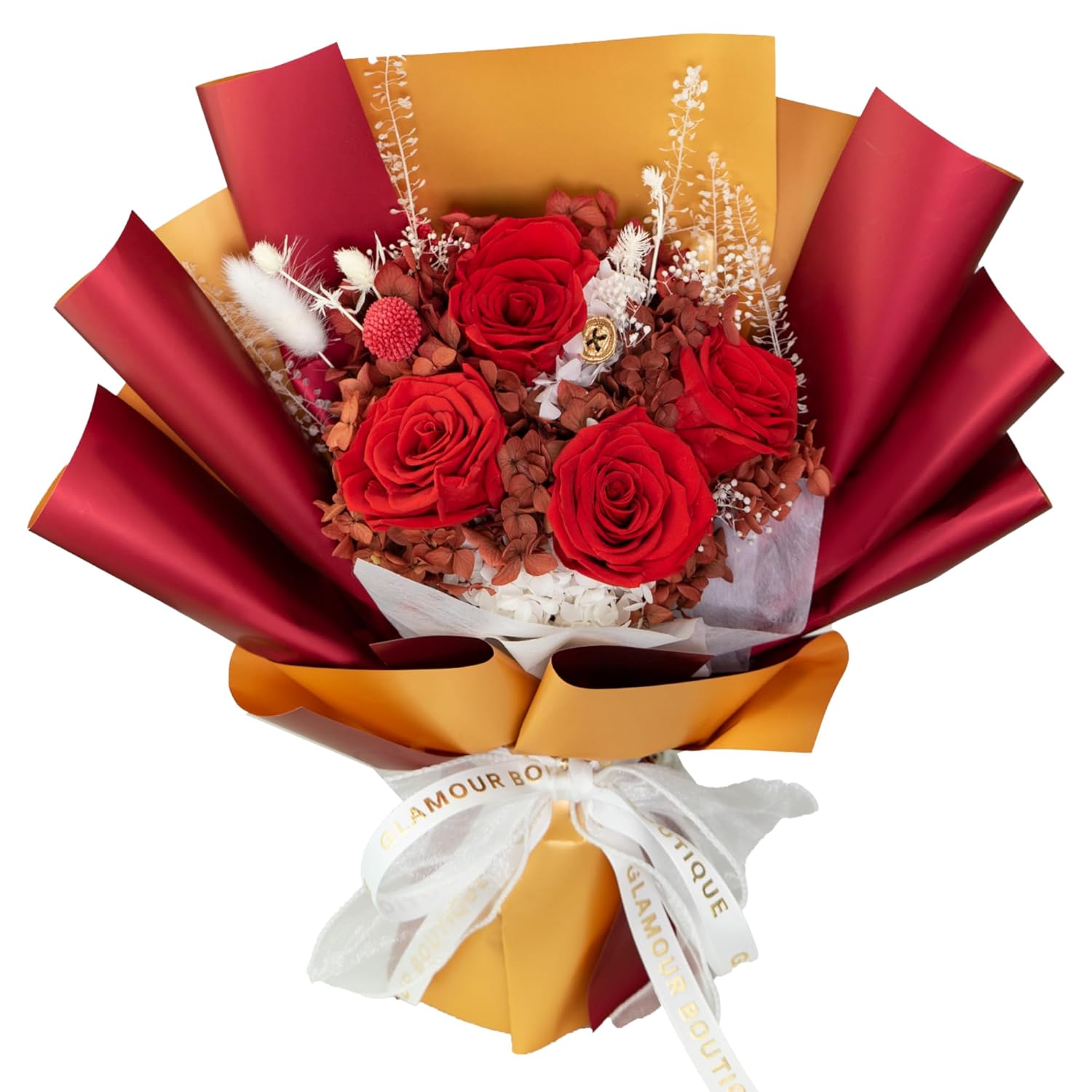 GLAMOUR BOUTIQUE Preserved Flowers Bouquet - Forever Flowers Roses in a Box with...