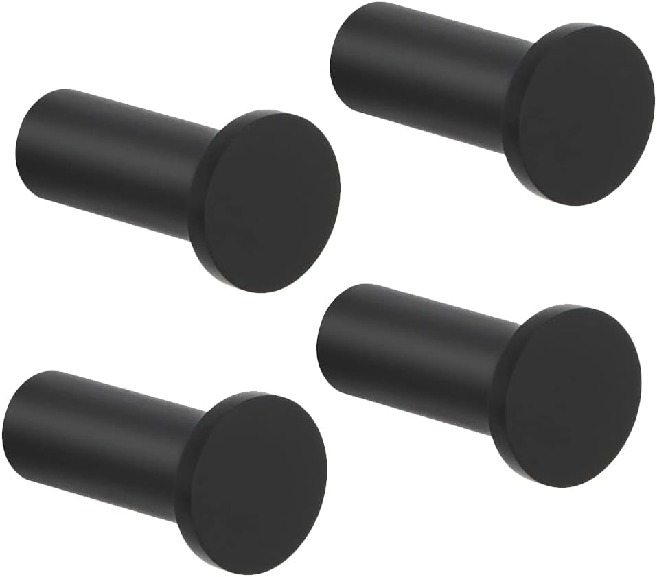 SAYAYO 4PCS Black Coat Hooks Wall Mounted SUS304 Stainless Steel Door Hooks for...