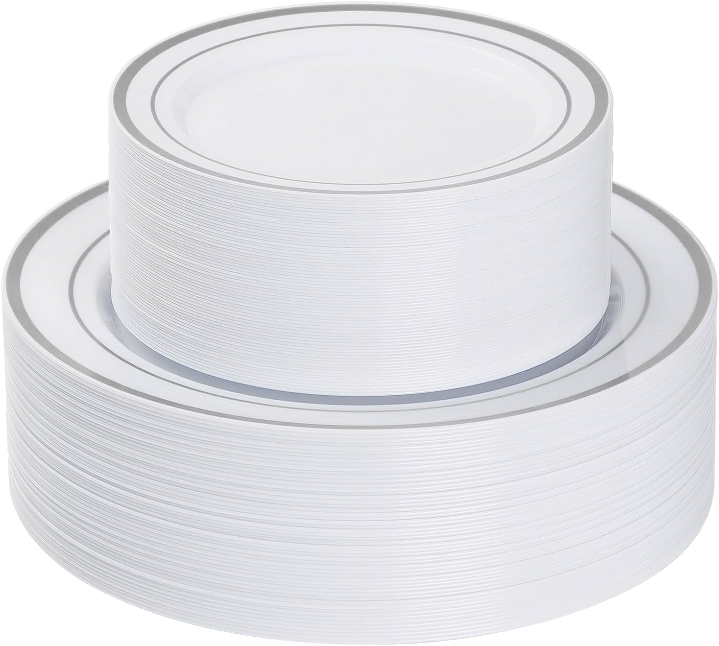 Goodluck 120PCS Silver Plastic Plates, Heavy Duty Disposable Silver Plates with...