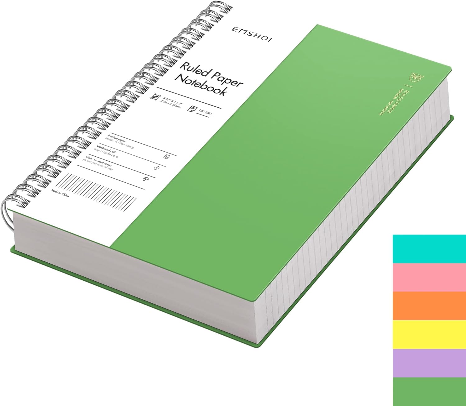 EMSHOI A4 Notebook Lined 300 Pages/150 Sheets, Wirebound Spiral Notepad, 100gsm...