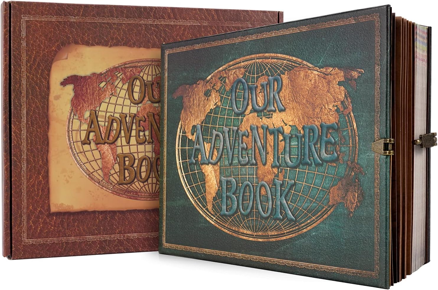Our Adventure Book Scrapbook Photo Albums with 180 Pages Embossed Words Hard Cov...