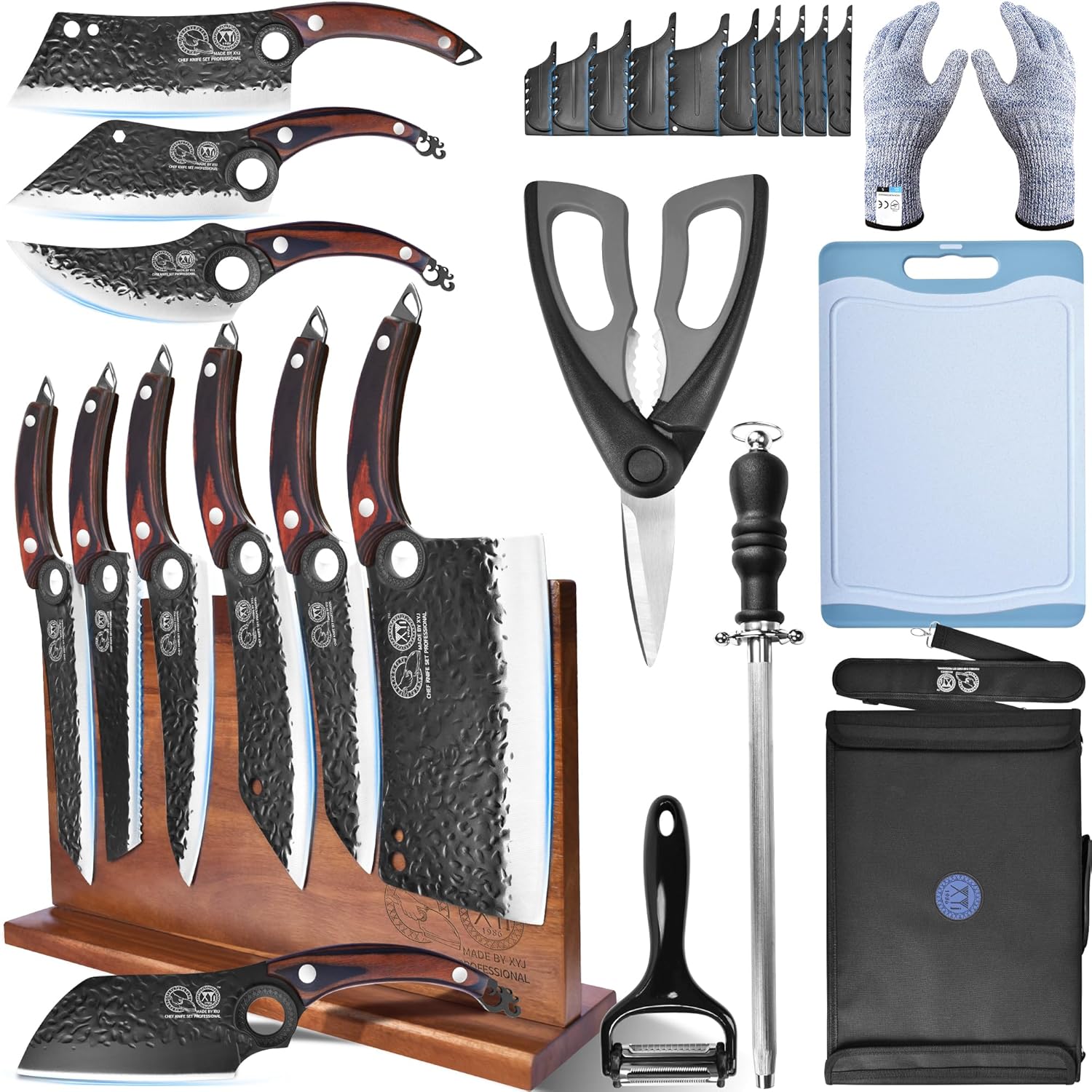 XYJ Professional Serbian Chef Knife Set, Innovative Japanese Culinary Knives, Sp...
