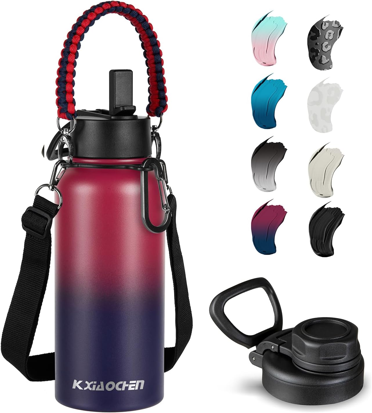 Insulated Water Bottle, Unique 32 oz Water Bottle with Paracord Handles, Sustina...