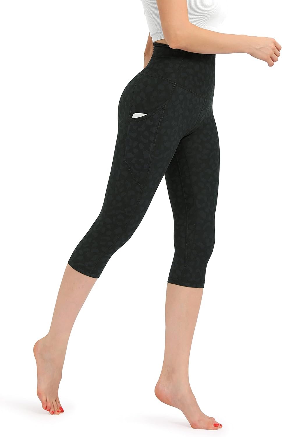 ODODOS Women's High Waisted Yoga Capris, Special Tummy Control Non See Through W...