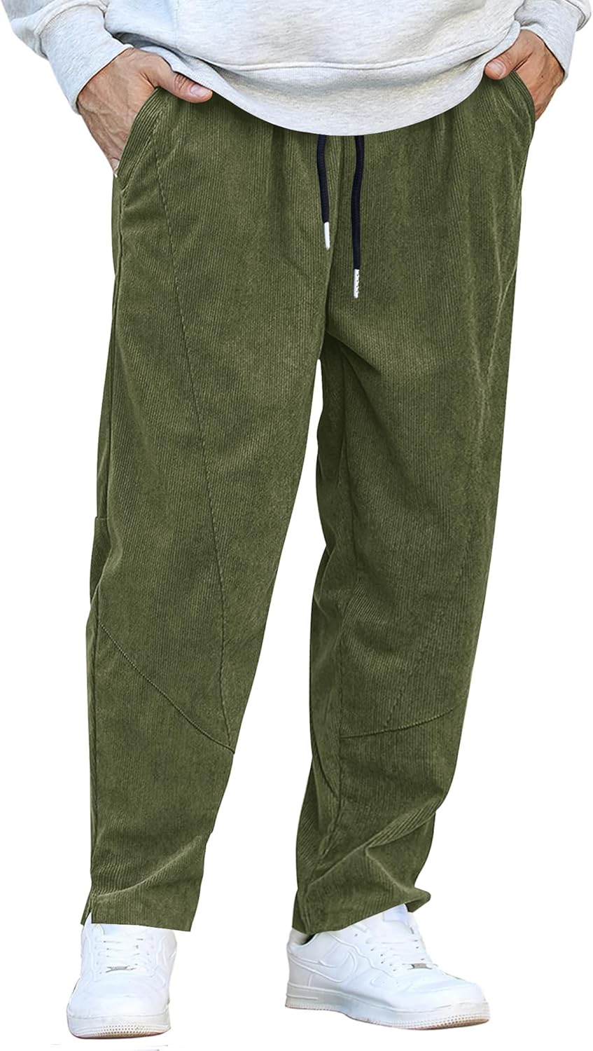 COOFANDY Men's Corduroy Pants, Special Fashion Loose Casual Long Trousers, Innov...