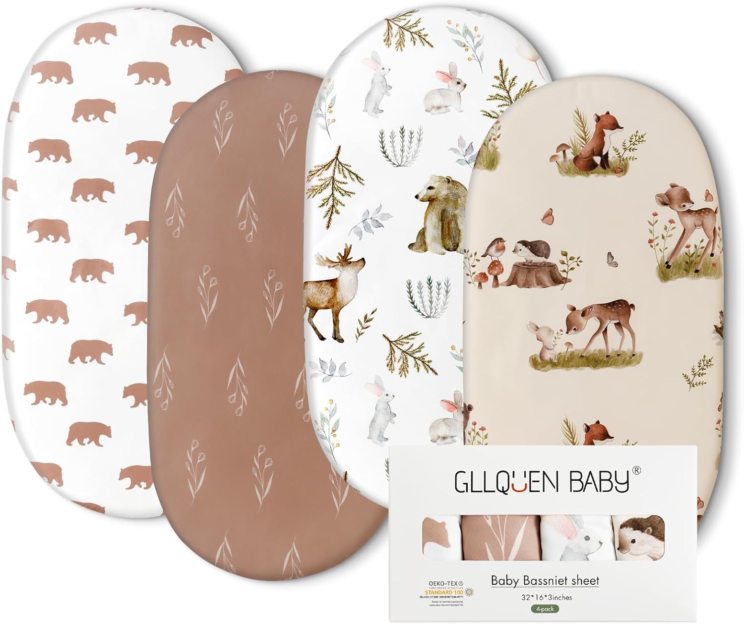 Gllquen Baby Bassinet Sheets, Special Cozy Fitted Mattress Sheet, Breathable Ela...