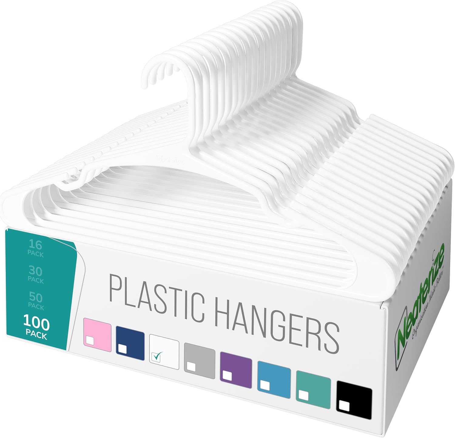 Clothes Hangers Plastic 100 Pack for Adults - Plastic Hangers, The Perfect Coat...
