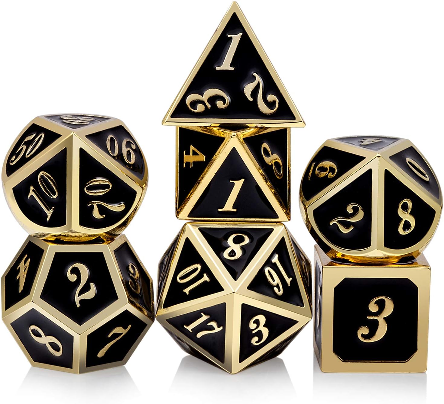 DNDND Metal Dice Set D&D, 7 die Metal Polyhedral Dice Set with Gift Metal Box an...