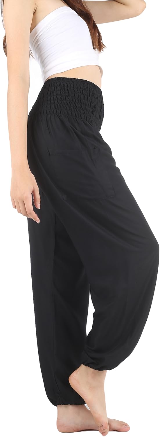 Boho Pants Harem Pants Yoga Trousers for Woman Bohemian Beach Pants 2-10 Solid B...