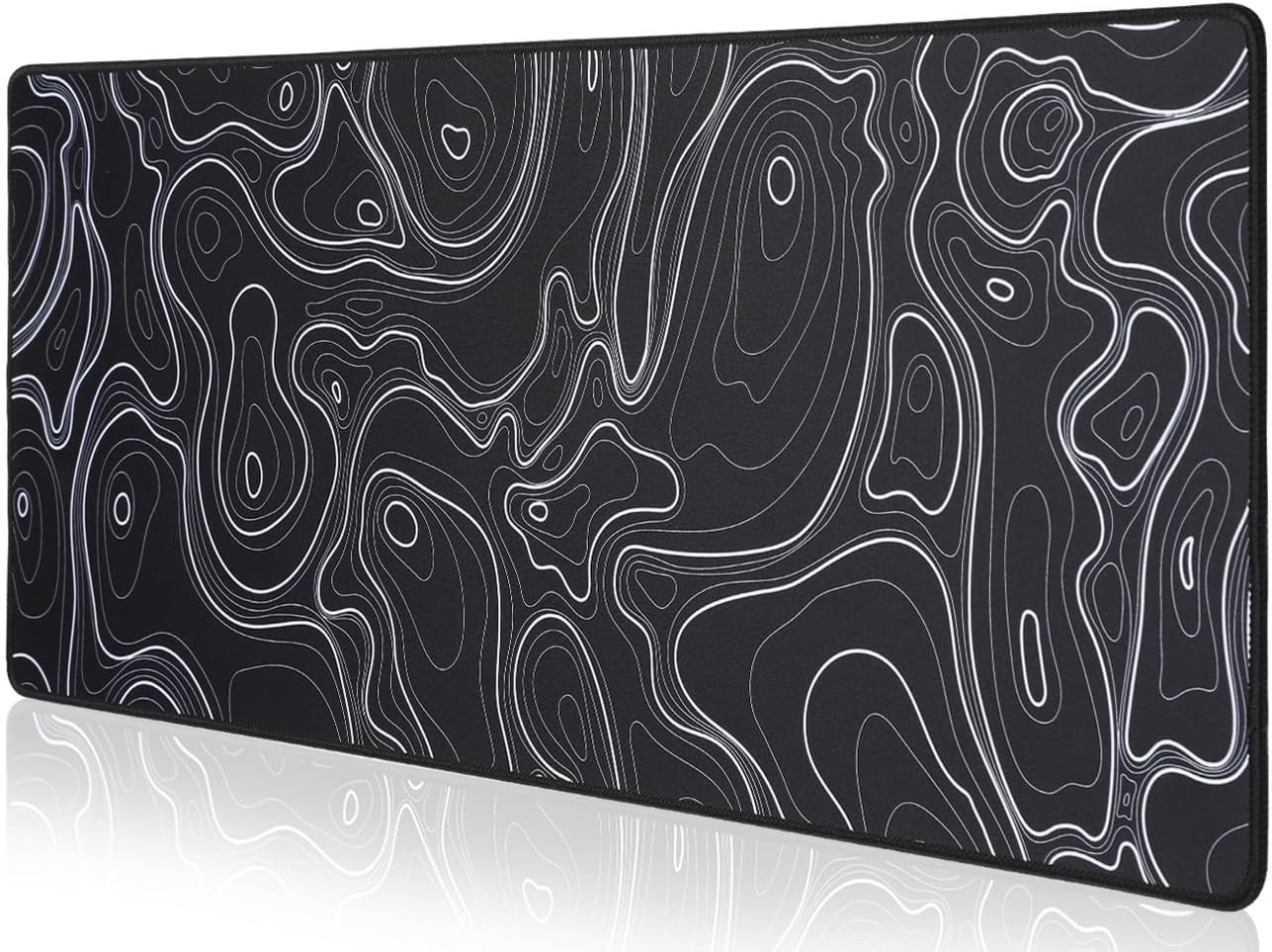 Topographic Map Waterproof Mouse Pad, Special Extended Contour Mouse Mat for Hom...