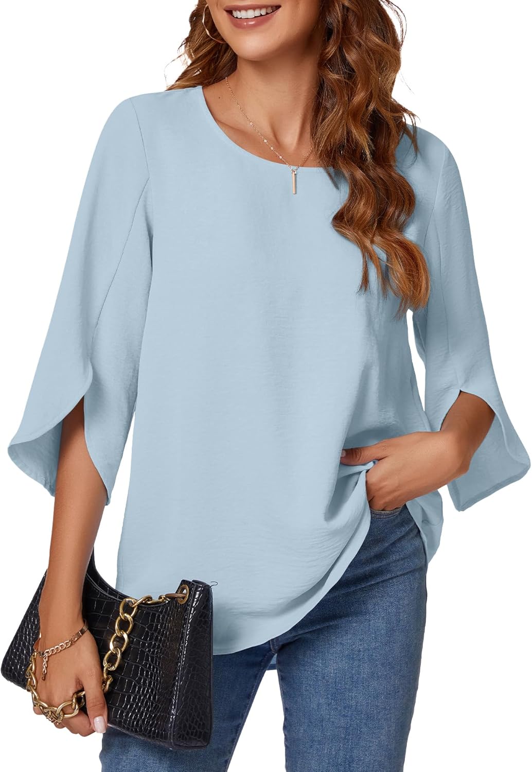 KUOTAI Womens Summer Tops, Unique Casual Shirts With 3/4 Sleeve, Special Dressy...