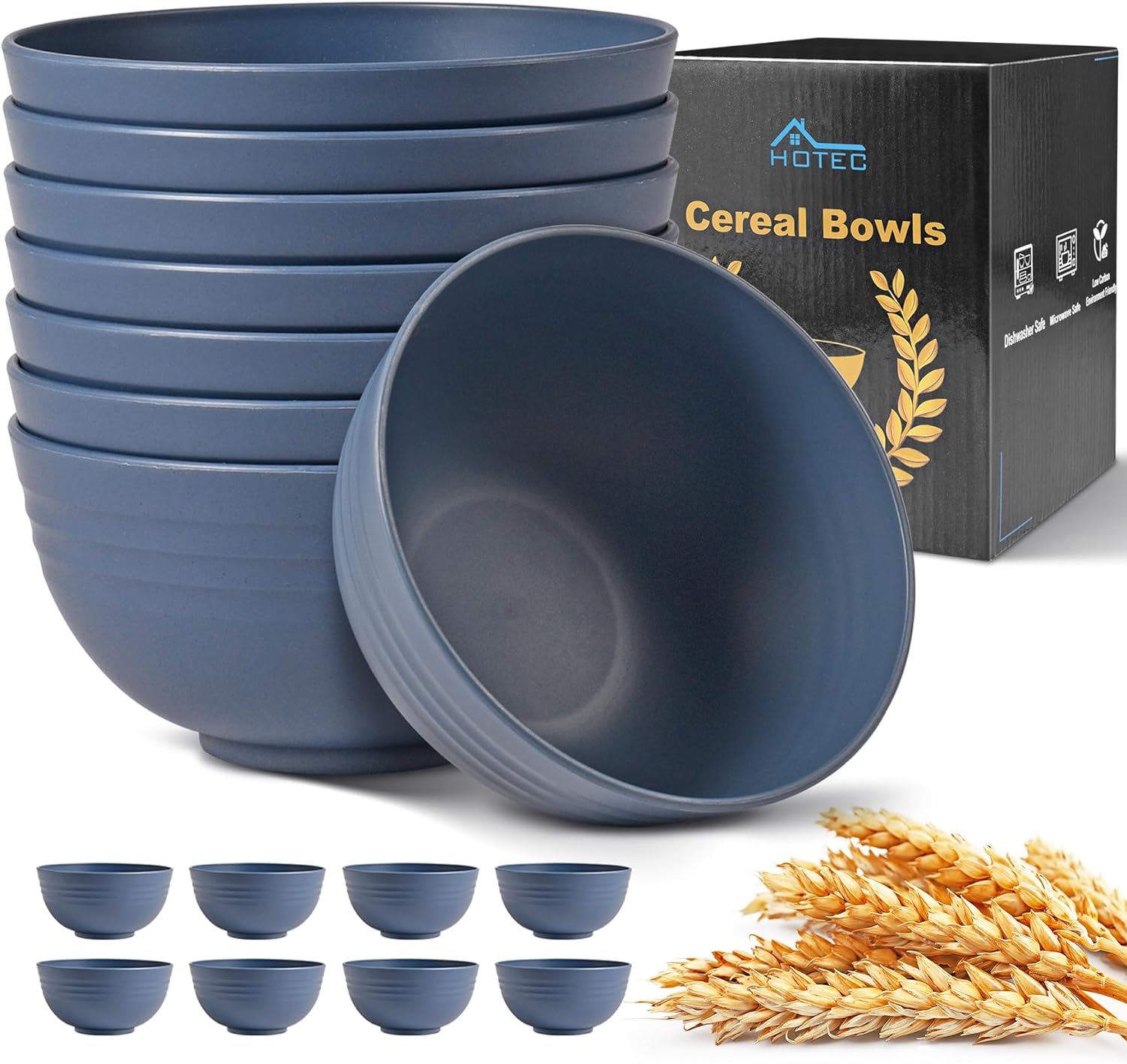 HOTEC Unbreakable Wheat Straw Cereal Bowls, Special Cereal Bowls for Microwave,...