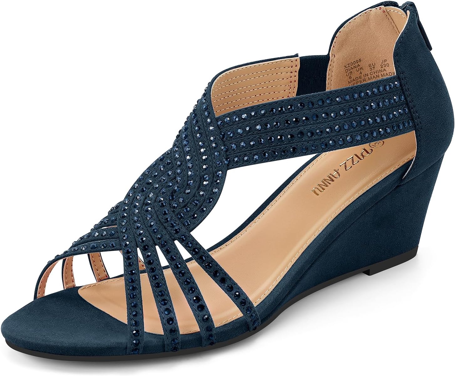 Unique PIZZ ANNU Womens Sandals, Special Mid Wedge Heel Glitter Shoes for Ladies...