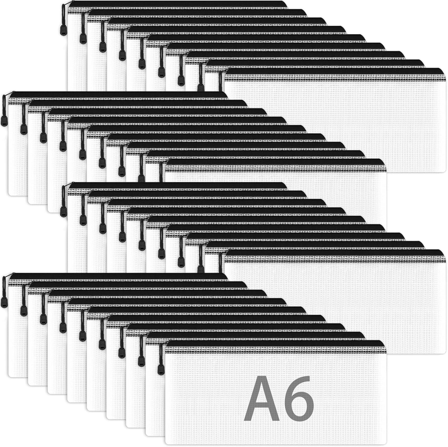 Smarpau A6 Clear Pencil Case, 36 PCS Mesh Pencil Pouch Zip Lock Bag Mesh Documen...