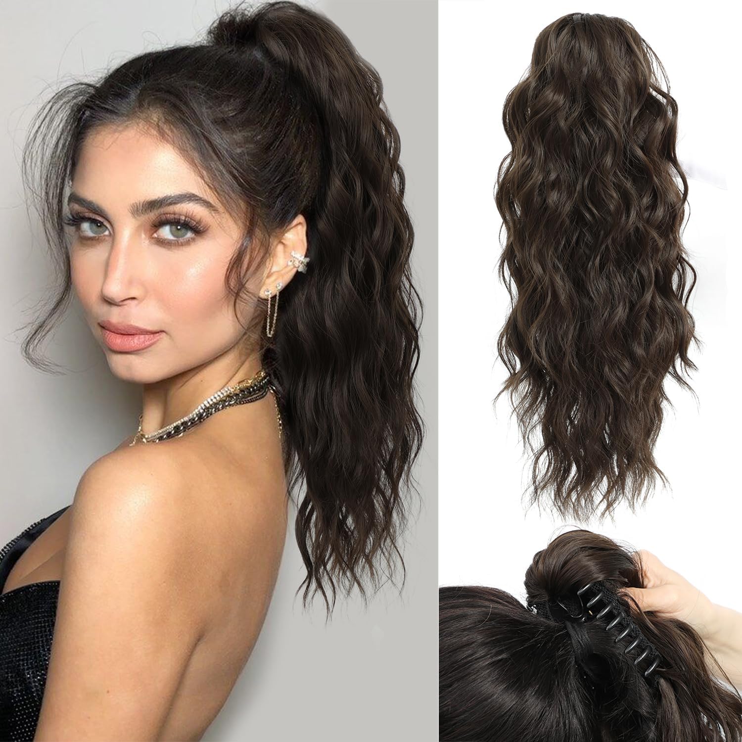 FINE PLUS Ponytail Extension Claw Clip in Ponytail Hair Extensions Synthetic Cla...