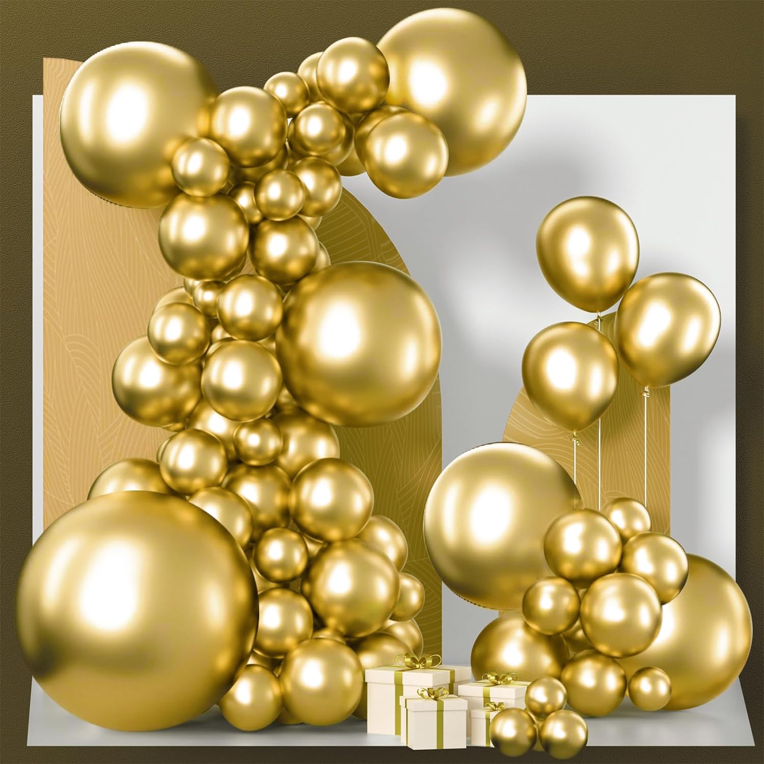 PartyWoo Metallic Gold Balloons, Special Balloon Pack for Party Decorations, Inn...