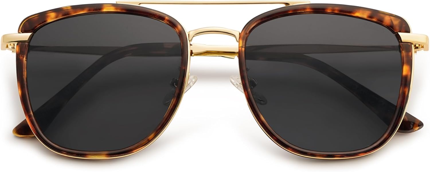 SOJOS Retro Aviator Square Polarized Sunglasses, Unique Sunglasses for Women and...