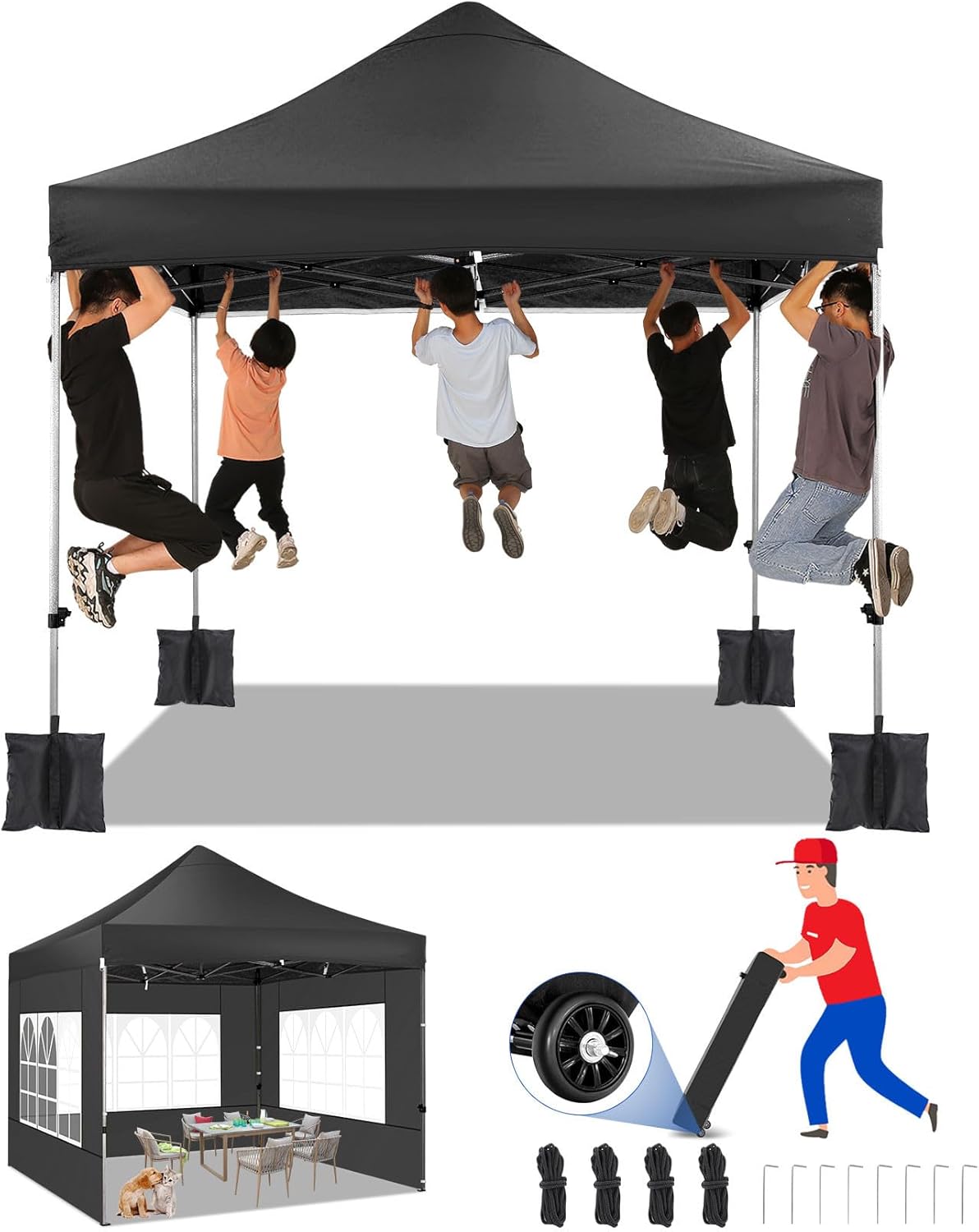 Tooluck 10x10 Pop up Canopy Commercial Heavy Duty Canopy Tent with 4 sidewalls E...