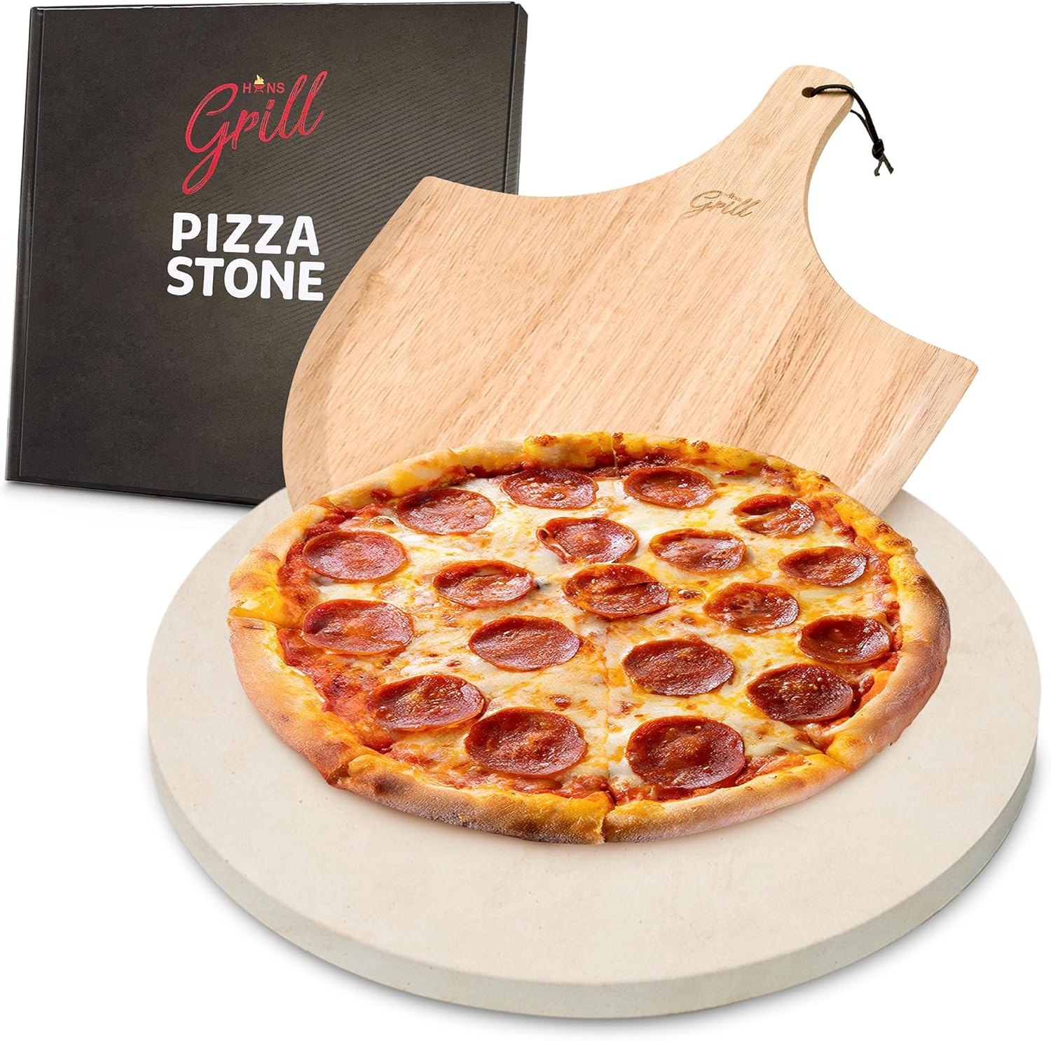 HANS GRILL PIZZA STONE | Circular Pizza Stone For Oven Baking & BBQ Grilling Wit...