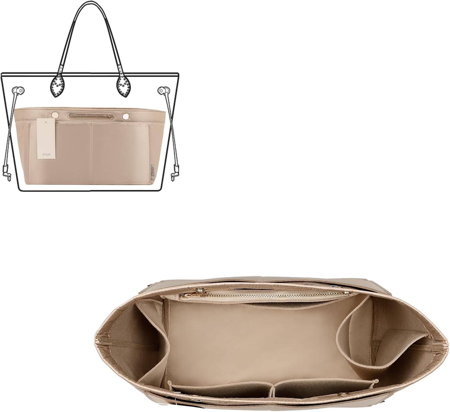 ZTUJO Purse Organizer Insert For Handbag & Tote Shaper,Tote Bag Organizer Insert...