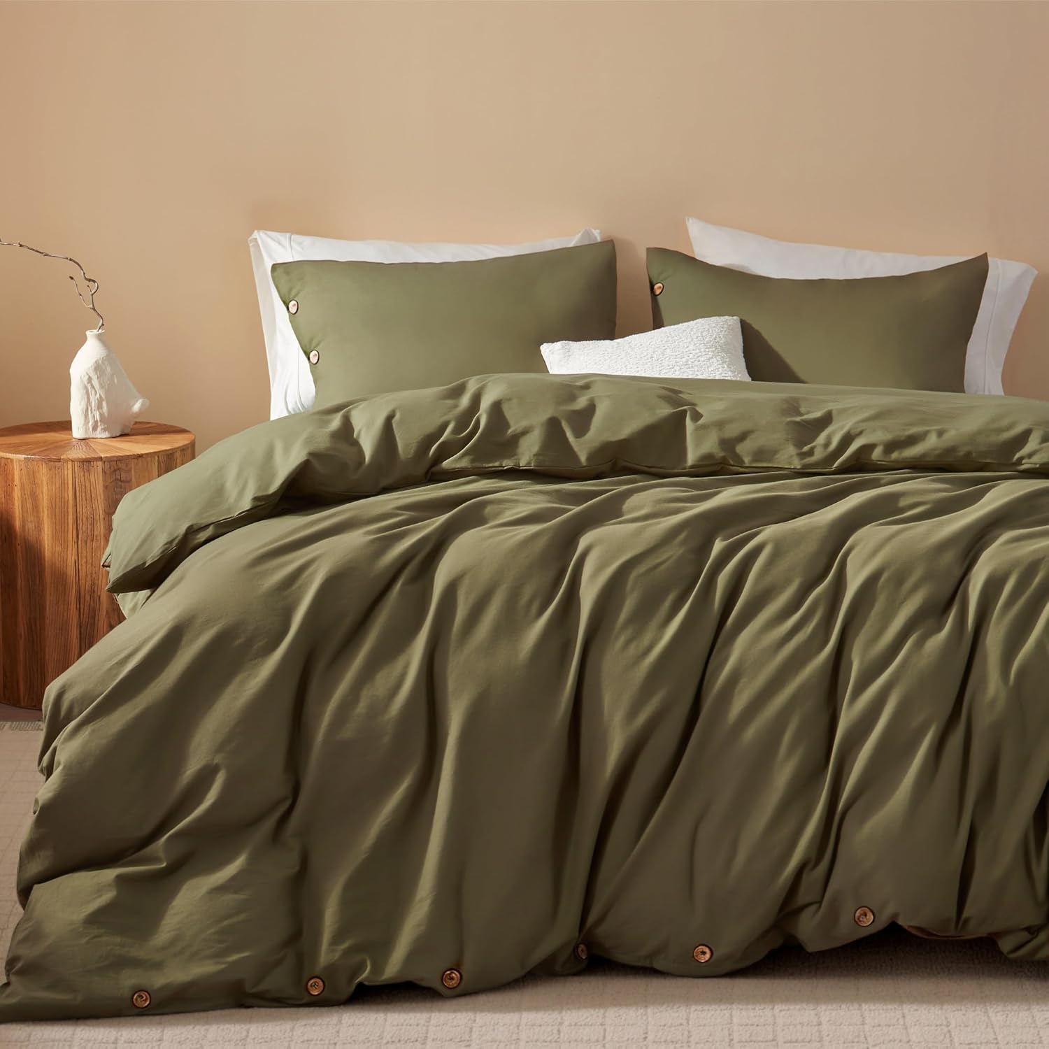 SunStyle Home 100% Washed Cotton Duvet Cover Set, Special Breathable Soft Duvet...