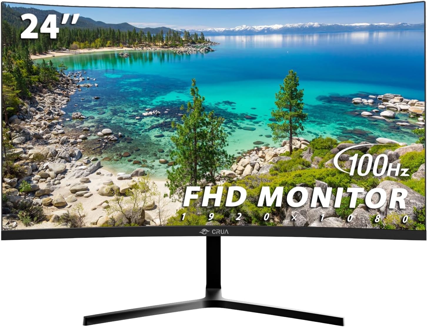 CRUA 24" Curved Monitor, FHD(1920×1080p) 2800R 100HZ, 99% sRGB Color Gamut Compu...