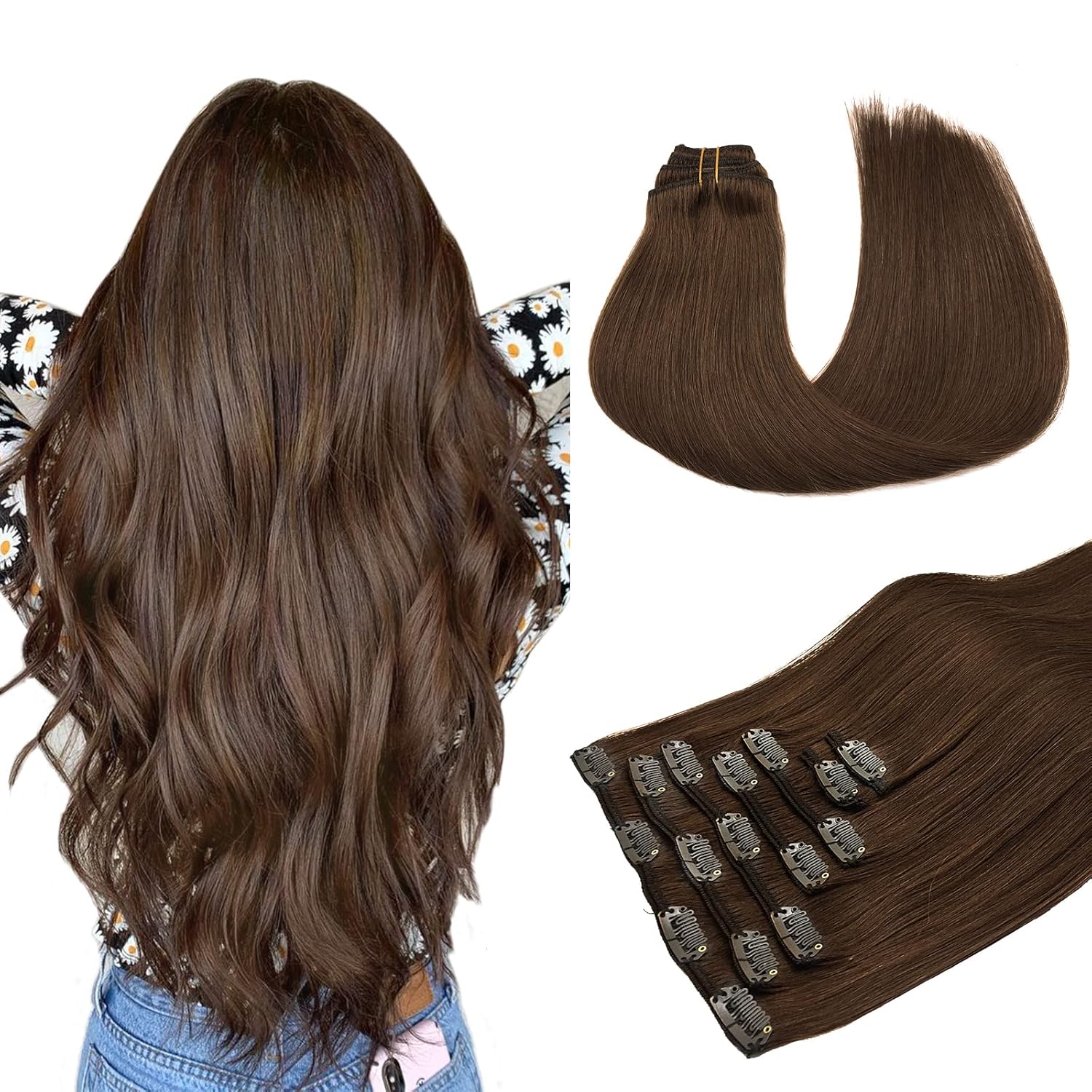 MAXITA Clip in Hair Extensions, Special Real Human Hair Extensions for Natural L...