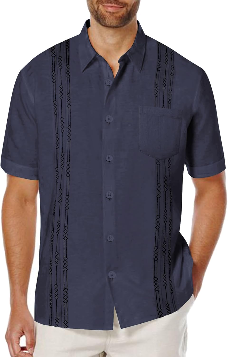 COOFANDY Mens Cotton Linen Cuban Guayabera Shirt Casual Short Sleeve Button Down...