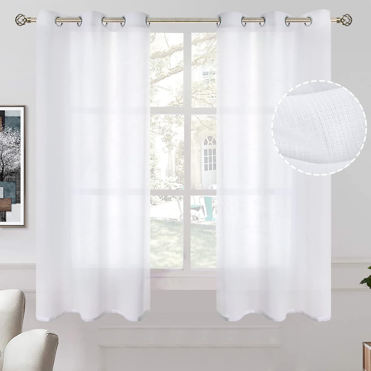 BGment Natural Linen Look Curtains, Special Semi Sheer Curtains for Bedroom, Hig...