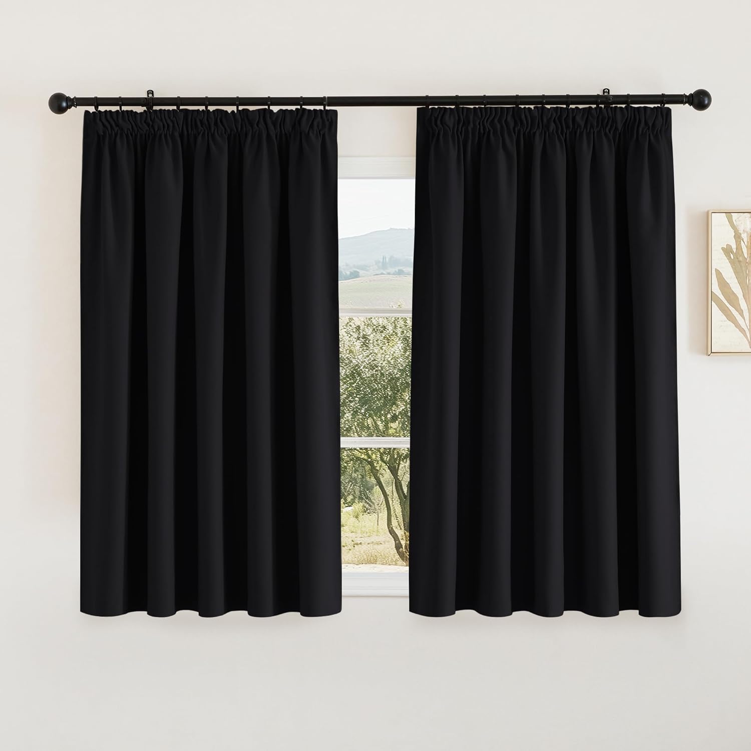 PONY DANCE Blackout Curtains, Special Short Pencil Pleat Curtain for Bedroom Hal...