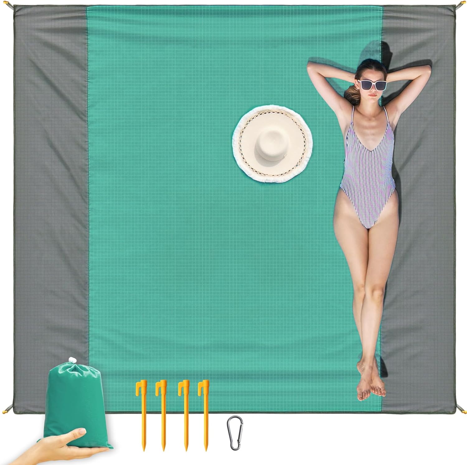 ISOPHO Beach Blanket Picnic Blanket, Extra Large 210 x 200cm/79 * 83IN Waterproo...
