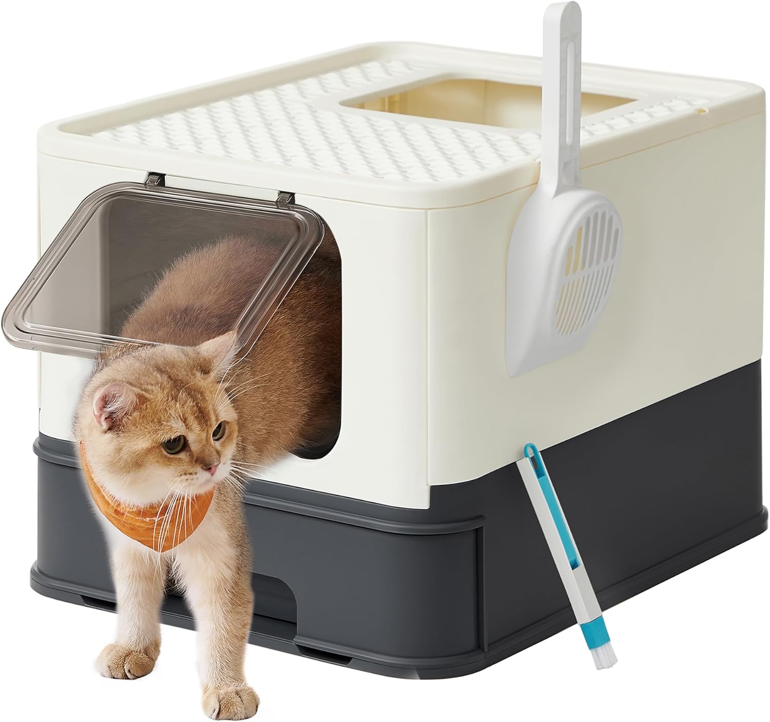 Feandrea Hidden Cat Litter Box, Special Cat Litter Tray with Hood, Innovative Sl...