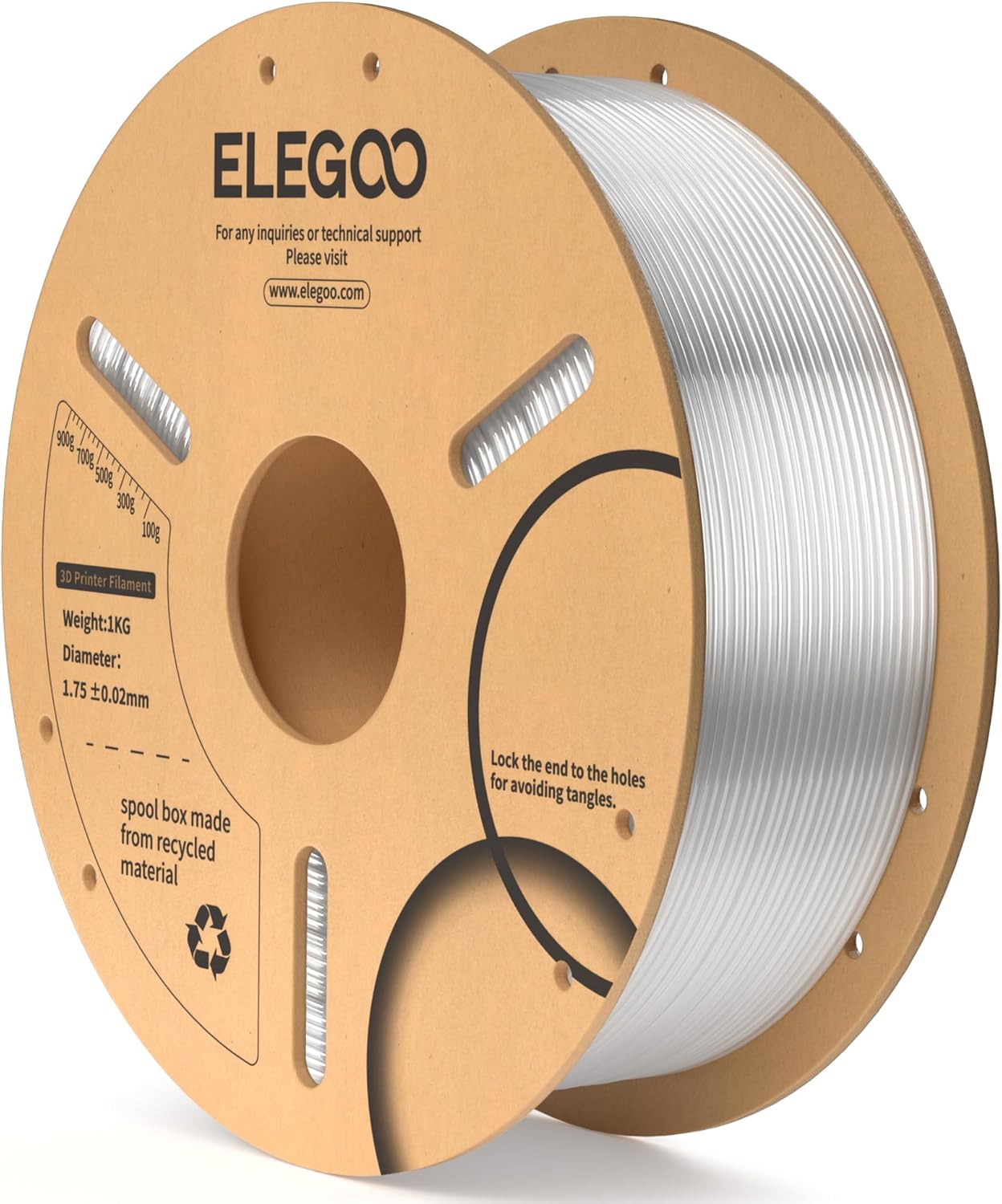ELEGOO PLA Filament, Special 1.75mm Clear 1KG 3D Filament, Innovative 3D Filamen...
