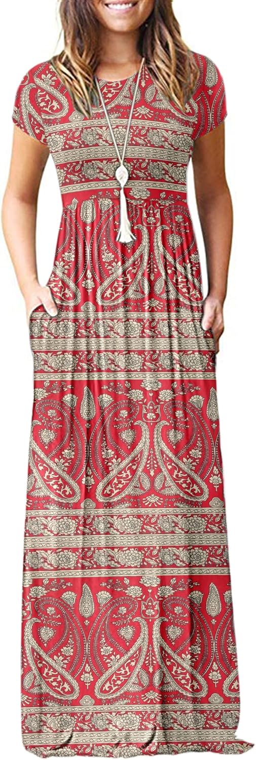AUSELILY Maxi Dress for Women Summer Casual Long Dresses for Ladies with Pockets...