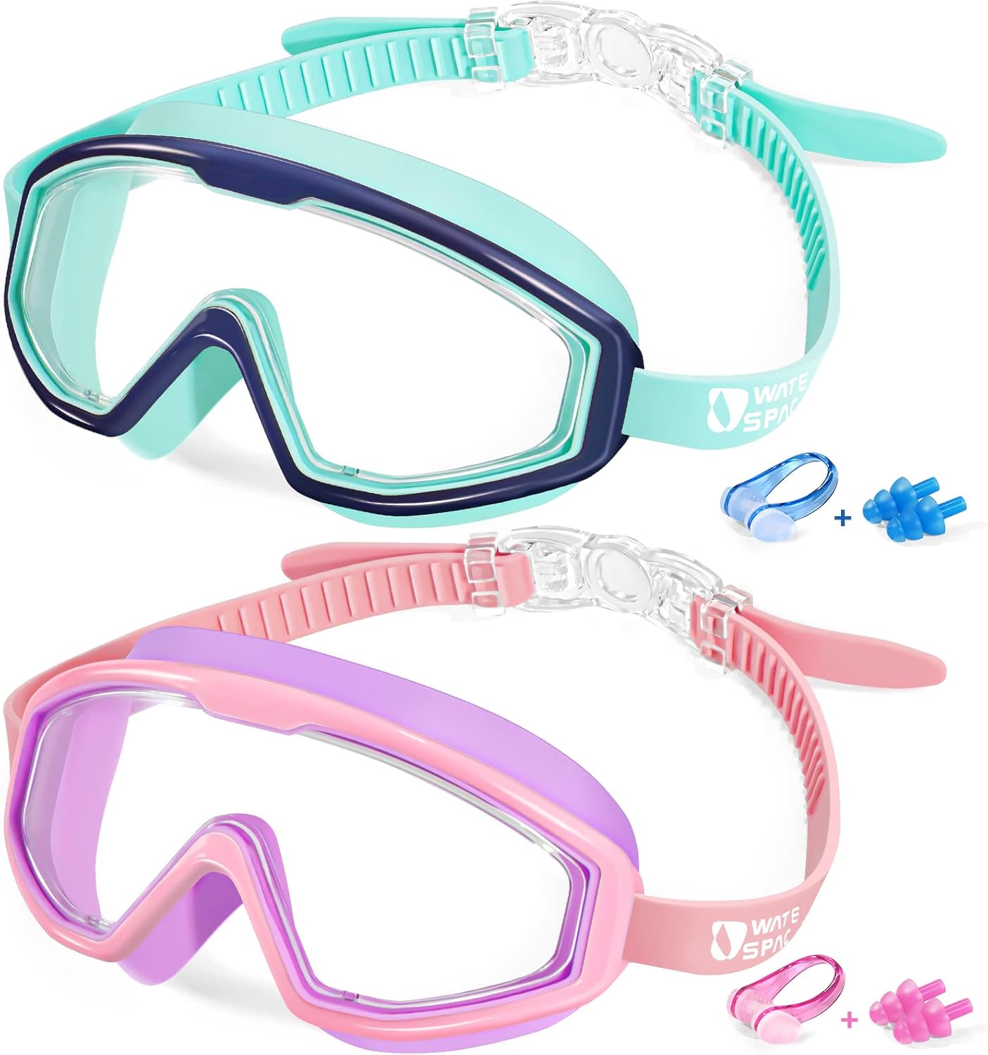 Water Space Swimming Goggles Kids Toddler 3-15, Panoramic View Anti Fog No Leak,...