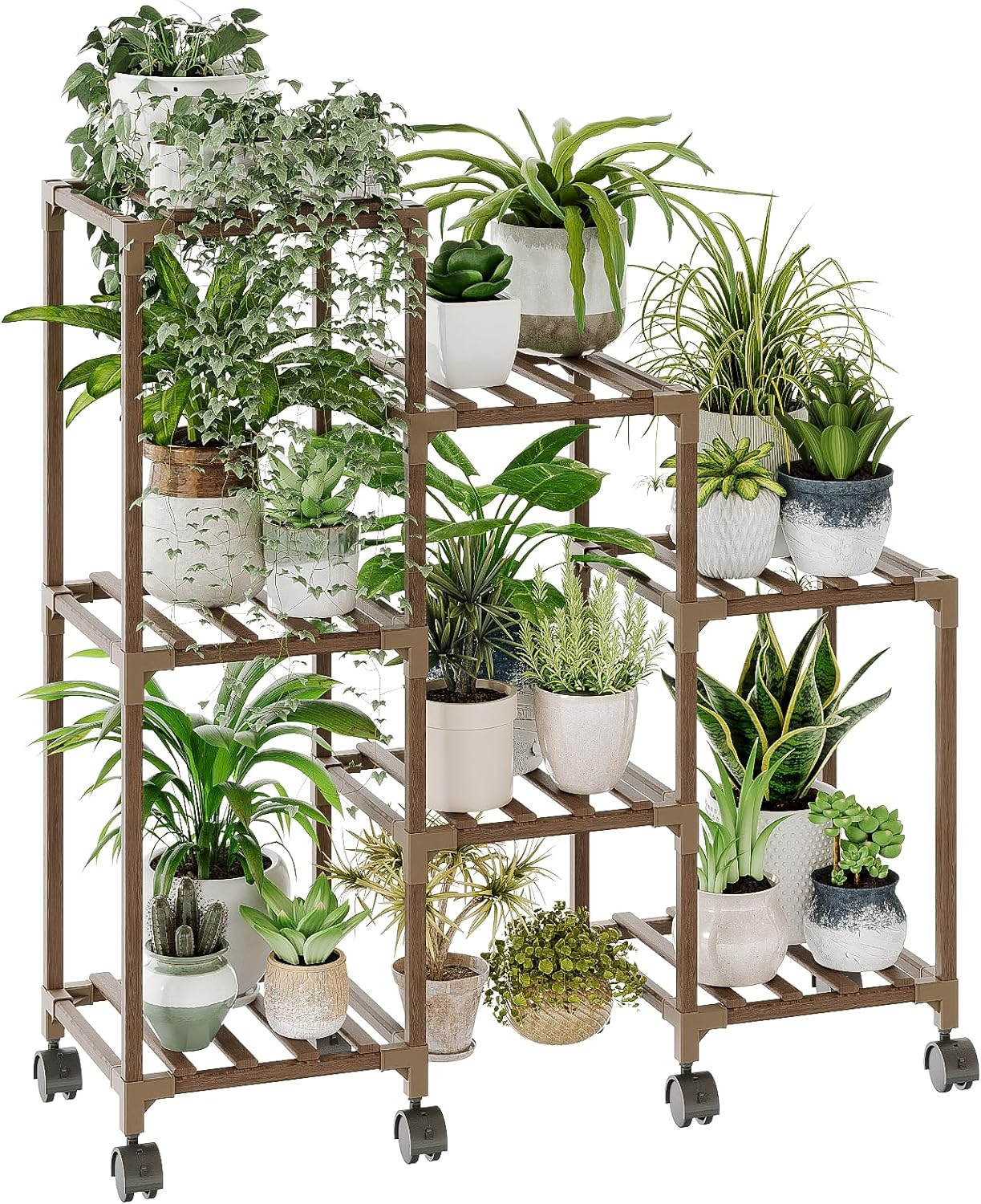 Bamworld Plant Stand, Special Plant Holder with Wheels for Indoor Plants, Innova...