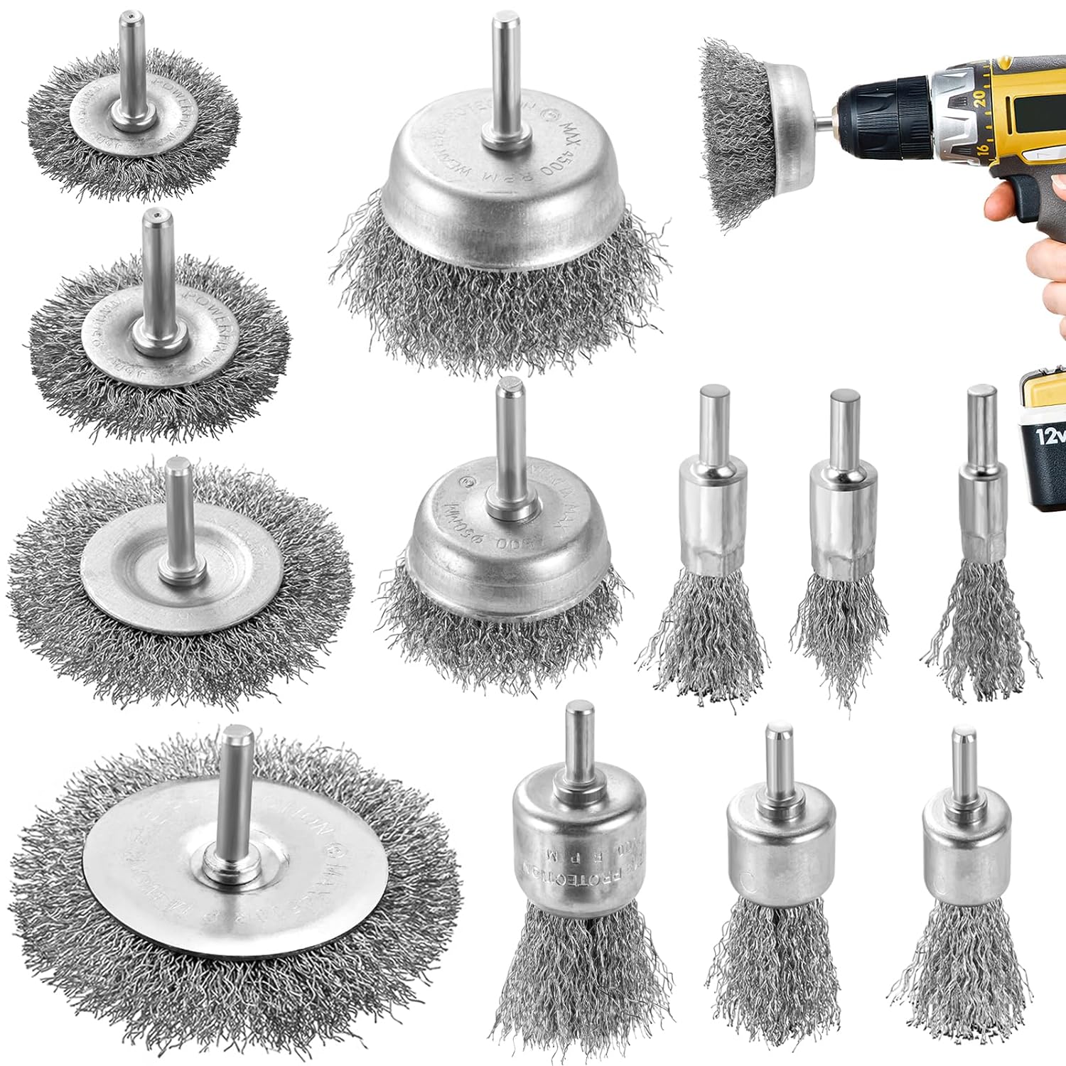 DazSpirit Wire Brush Set, Special 12 pcs Wire Brushes for Drills Set, High-Quali...
