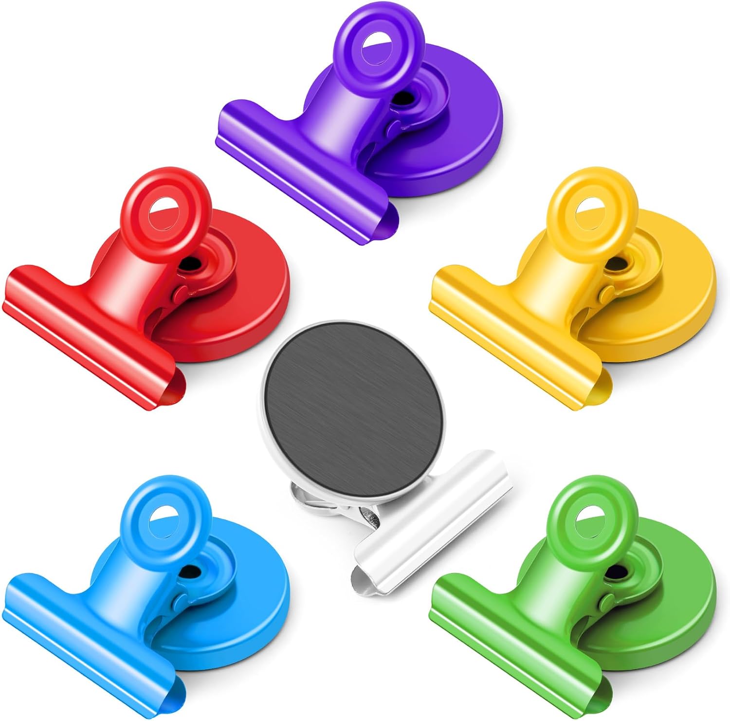 FINDMAG Fridge Magnets Clip, 6 Pack Colorful Magnetic Clips, Whiteboard Magnet C...