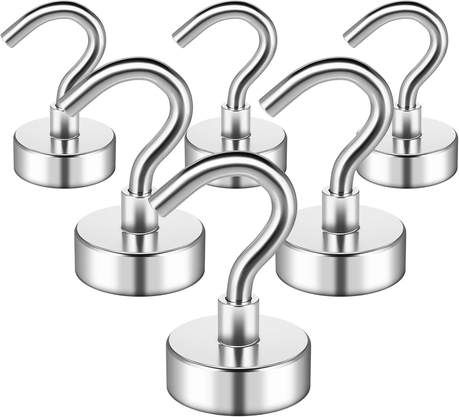 FINDMAG Magnetic Hooks, 6 Pack Strong Neodymium Magnet Hooks, Strong Magnetic Ho...