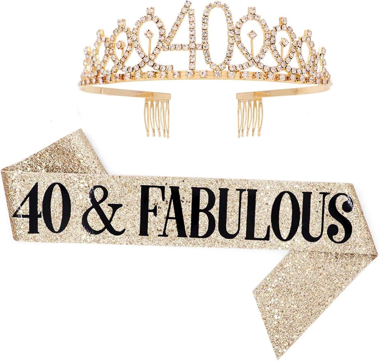 Leixi 40 and Fabulous Sash & Rhinestone Tiara Set - 40th Birthday Gifts Birthday...