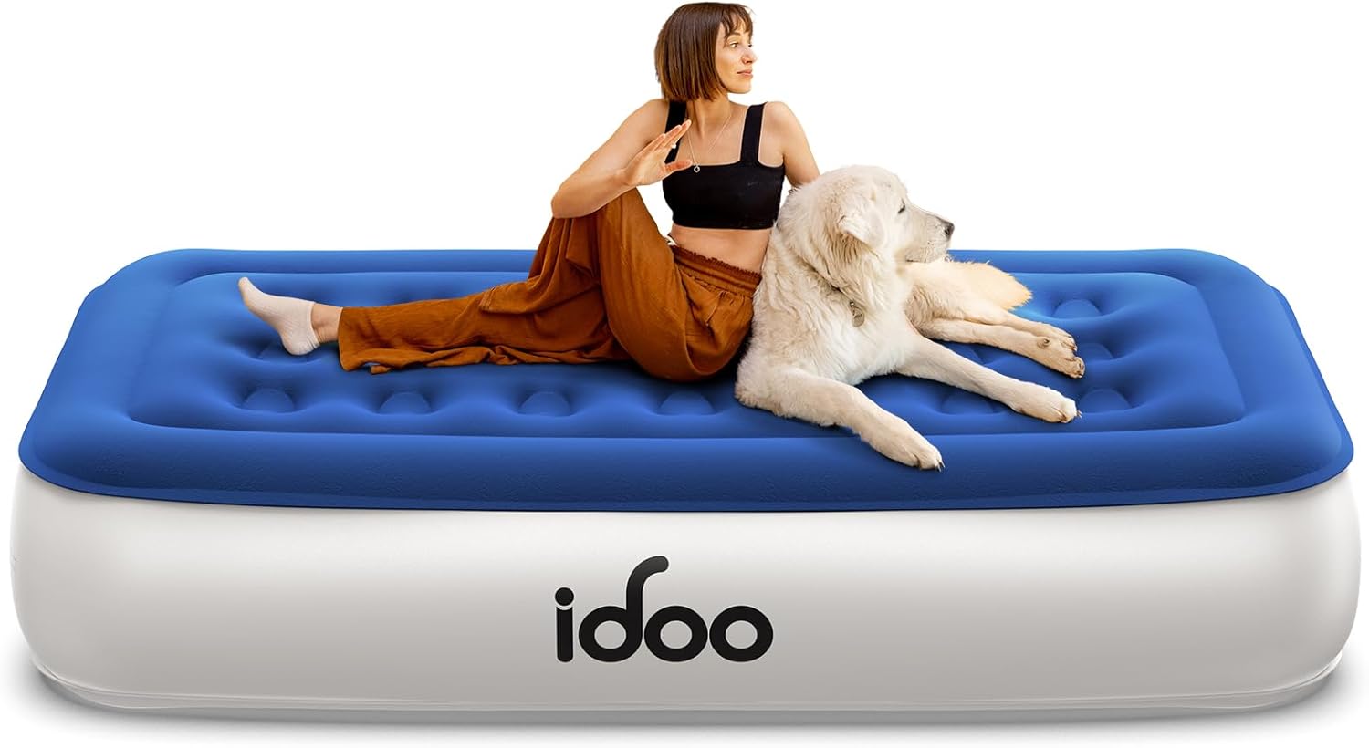 iDOO Single Size Inflatable Mattress with Built-in Electric Pump, Air Mattress w...